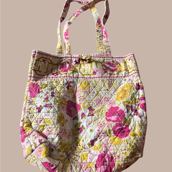 Vera Bradley Handbags - Vera Bradley Floral Quilted Tote Bag - Pink and Yellow